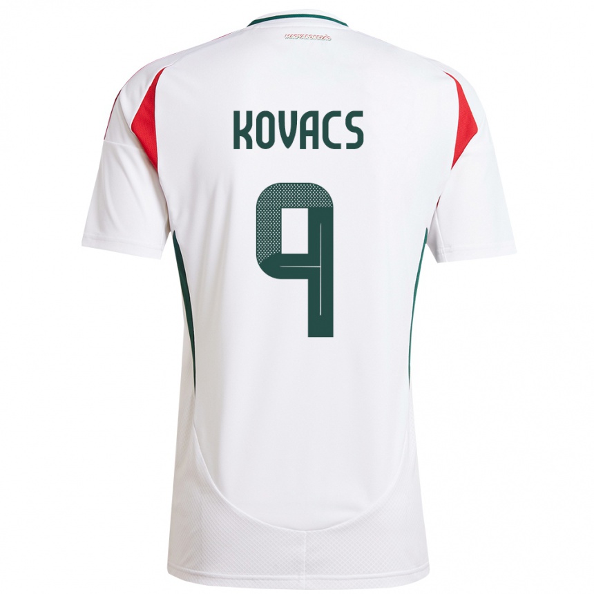 Herren Fußball Ungarn Patrik Kovács #9 Weiß Auswärtstrikot Trikot 24-26 T-Shirt Luxemburg