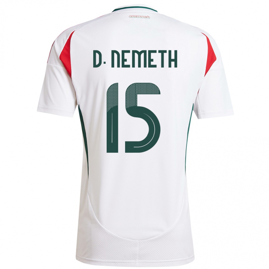 Herren Fußball Ungarn Diana Németh #15 Weiß Auswärtstrikot Trikot 24-26 T-Shirt Luxemburg