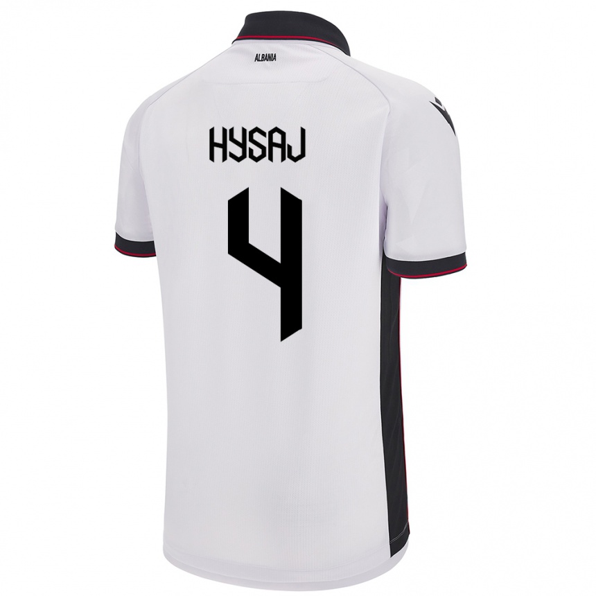 Herren Fußball Albanien Elseid Hysaj #4 Weiß Auswärtstrikot Trikot 24-26 T-Shirt Luxemburg