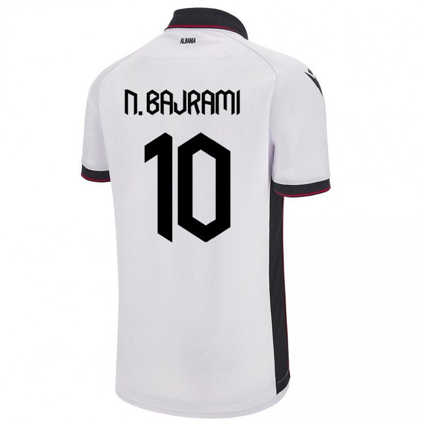 Herren Fußball Albanien Nedim Bajrami #10 Weiß Auswärtstrikot Trikot 24-26 T-Shirt Luxemburg