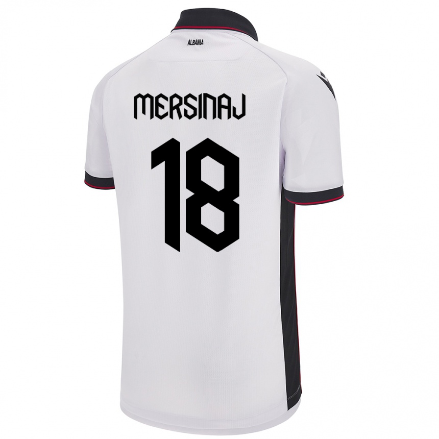 Herren Fußball Albanien Jon Mersinaj #18 Weiß Auswärtstrikot Trikot 24-26 T-Shirt Luxemburg