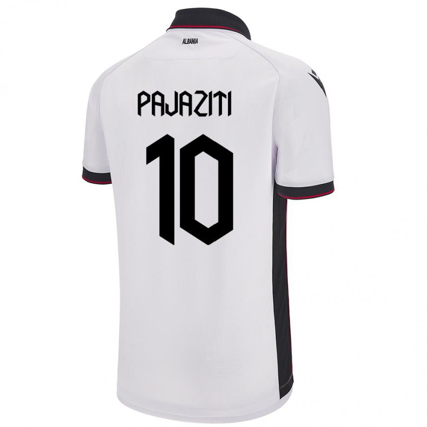 Herren Fußball Albanien Adrion Pajaziti #10 Weiß Auswärtstrikot Trikot 24-26 T-Shirt Luxemburg