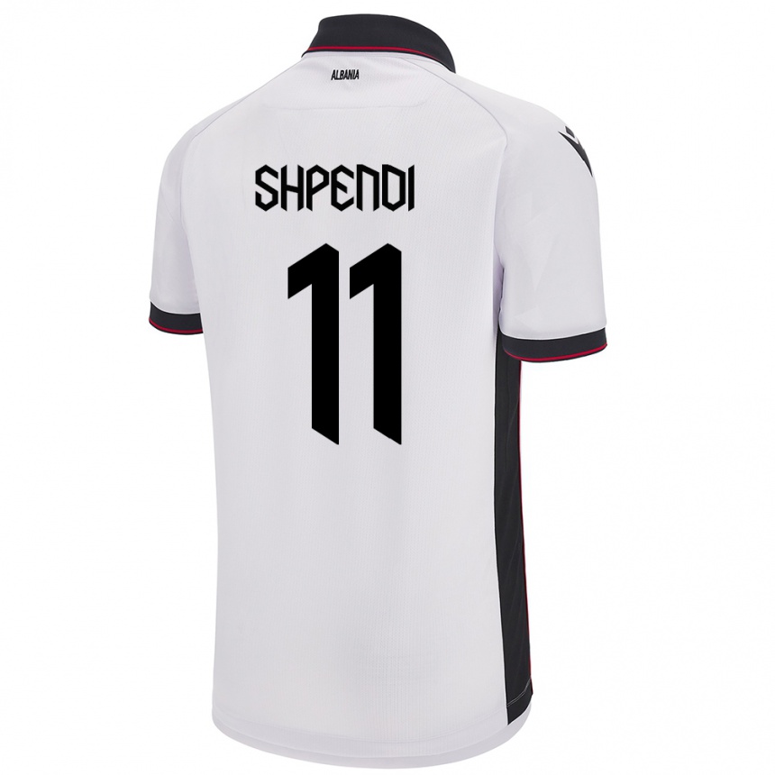 Herren Fußball Albanien Stiven Shpendi #11 Weiß Auswärtstrikot Trikot 24-26 T-Shirt Luxemburg