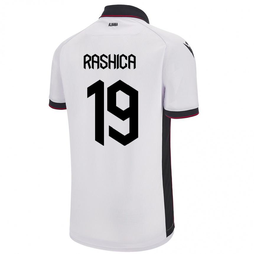 Herren Fußball Albanien Ermir Rashica #19 Weiß Auswärtstrikot Trikot 24-26 T-Shirt Luxemburg