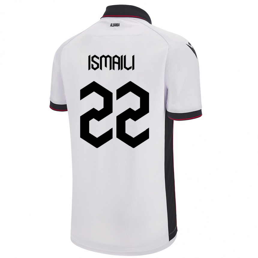 Herren Fußball Albanien Ysni Ismaili #22 Weiß Auswärtstrikot Trikot 24-26 T-Shirt Luxemburg