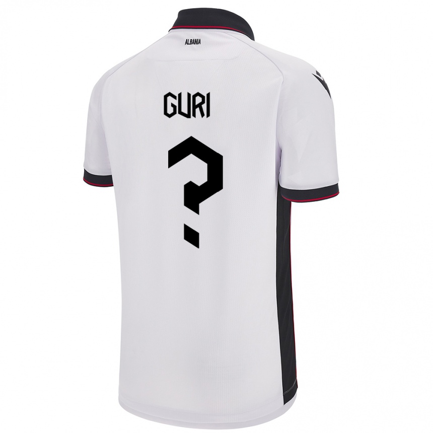 Herren Fußball Albanien Gabriel Guri #0 Weiß Auswärtstrikot Trikot 24-26 T-Shirt Luxemburg