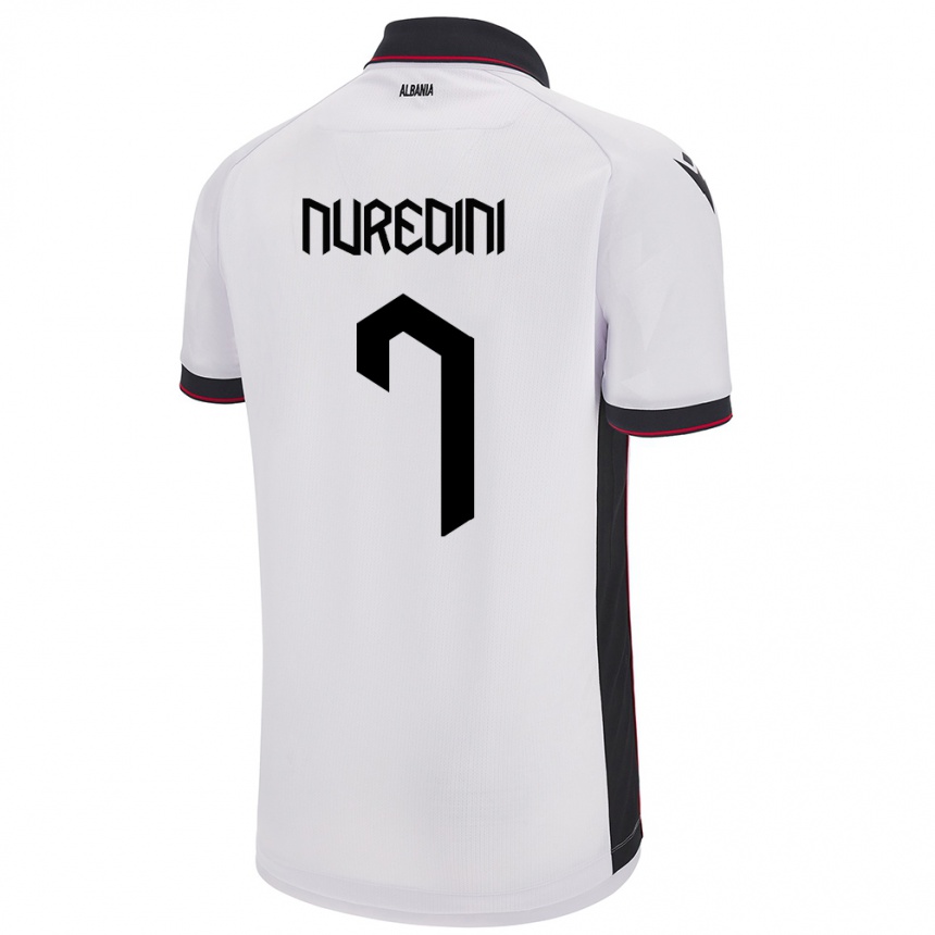 Herren Fußball Albanien Joi Nuredini #7 Weiß Auswärtstrikot Trikot 24-26 T-Shirt Luxemburg