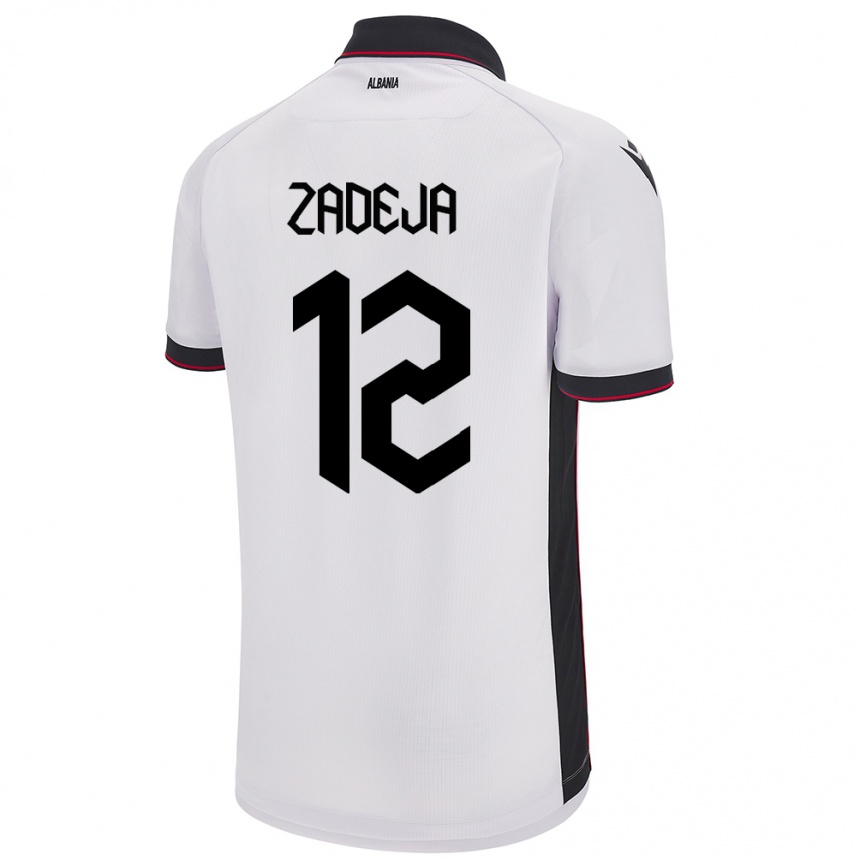 Herren Fußball Albanien Darius Zadeja #12 Weiß Auswärtstrikot Trikot 24-26 T-Shirt Luxemburg