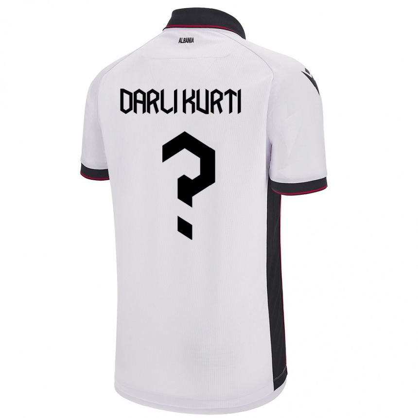 Herren Fußball Albanien Darli Kurti #0 Weiß Auswärtstrikot Trikot 24-26 T-Shirt Luxemburg