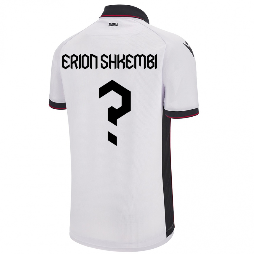 Herren Fußball Albanien Erion Shkembi #0 Weiß Auswärtstrikot Trikot 24-26 T-Shirt Luxemburg