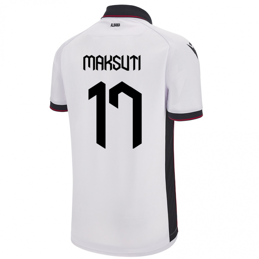 Herren Fußball Albanien Kristina Maksuti #17 Weiß Auswärtstrikot Trikot 24-26 T-Shirt Luxemburg