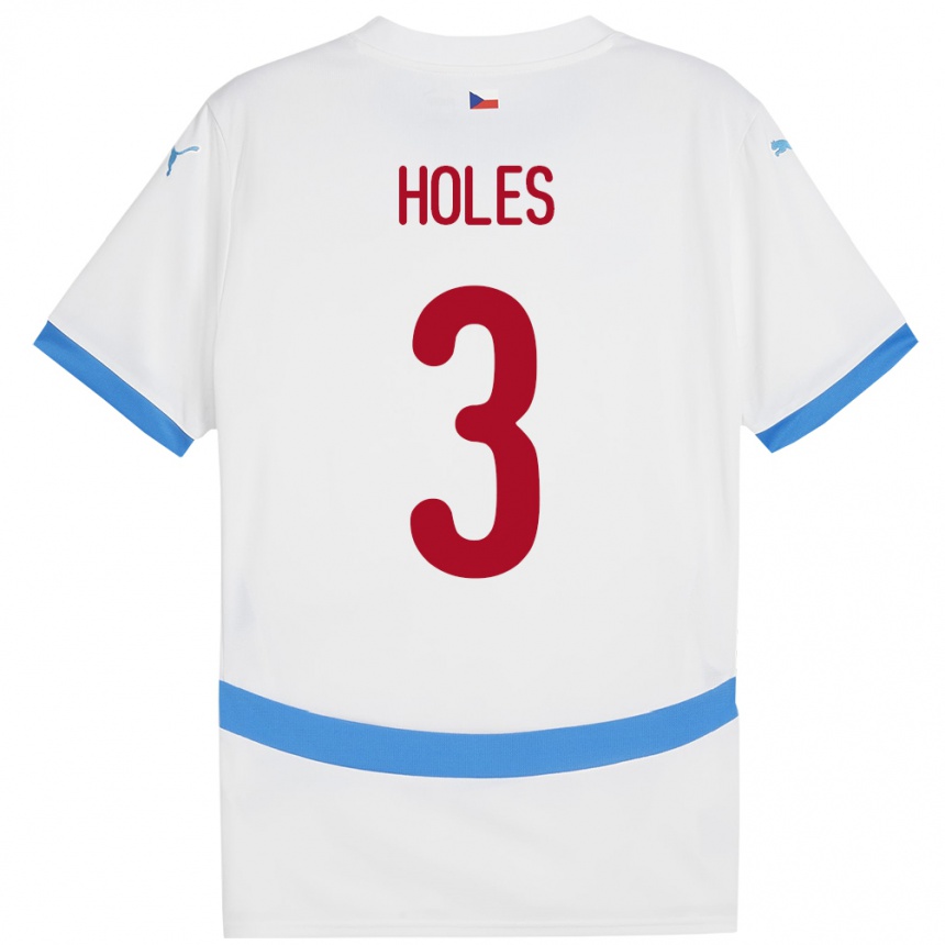 Herren Fußball Tschechien Tomas Holes #3 Weiß Auswärtstrikot Trikot 24-26 T-Shirt Luxemburg