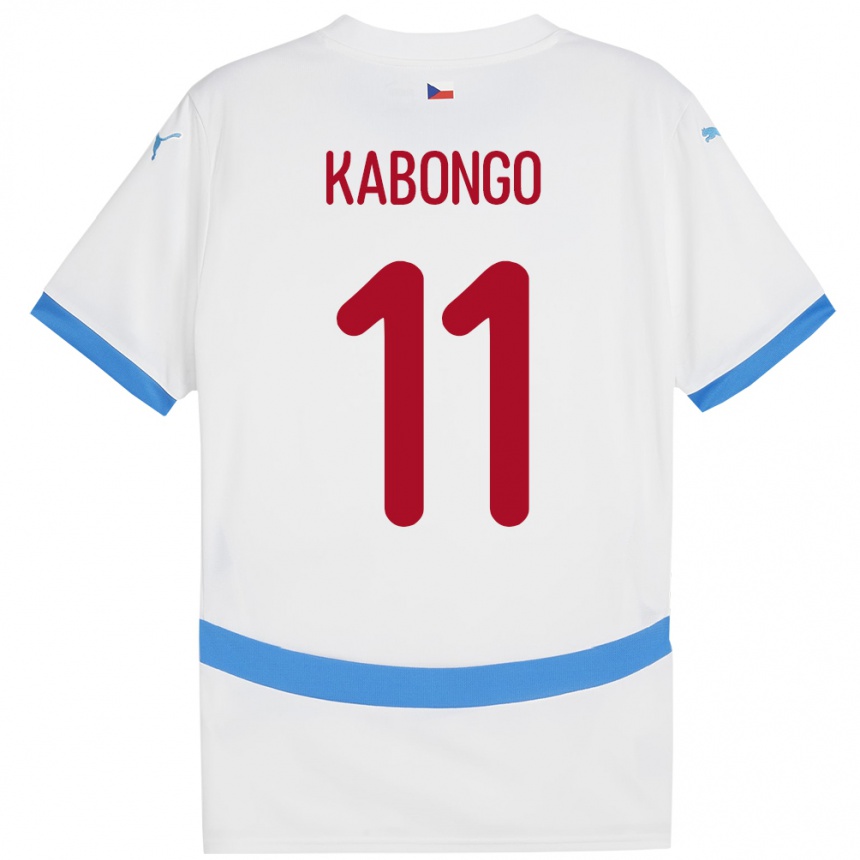 Herren Fußball Tschechien Christophe Kabongo #11 Weiß Auswärtstrikot Trikot 24-26 T-Shirt Luxemburg