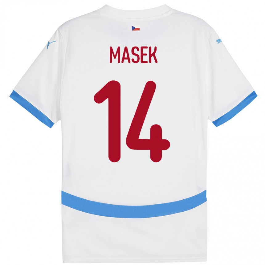 Herren Fußball Tschechien Lukas Masek #14 Weiß Auswärtstrikot Trikot 24-26 T-Shirt Luxemburg