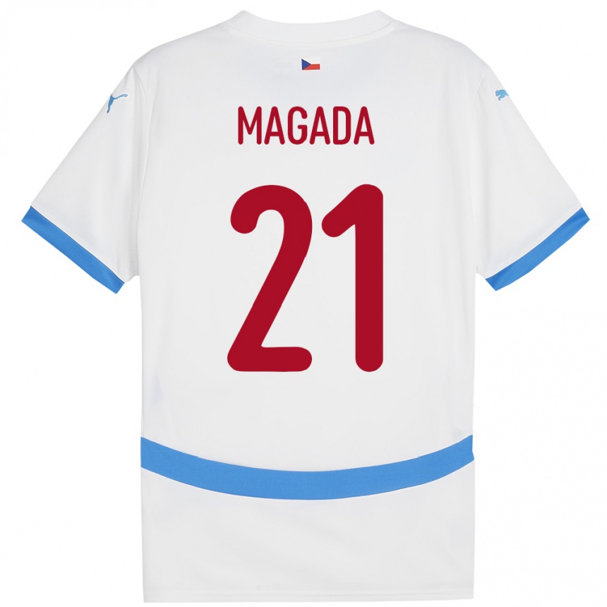 Herren Fußball Tschechien Maxim Magada #21 Weiß Auswärtstrikot Trikot 24-26 T-Shirt Luxemburg