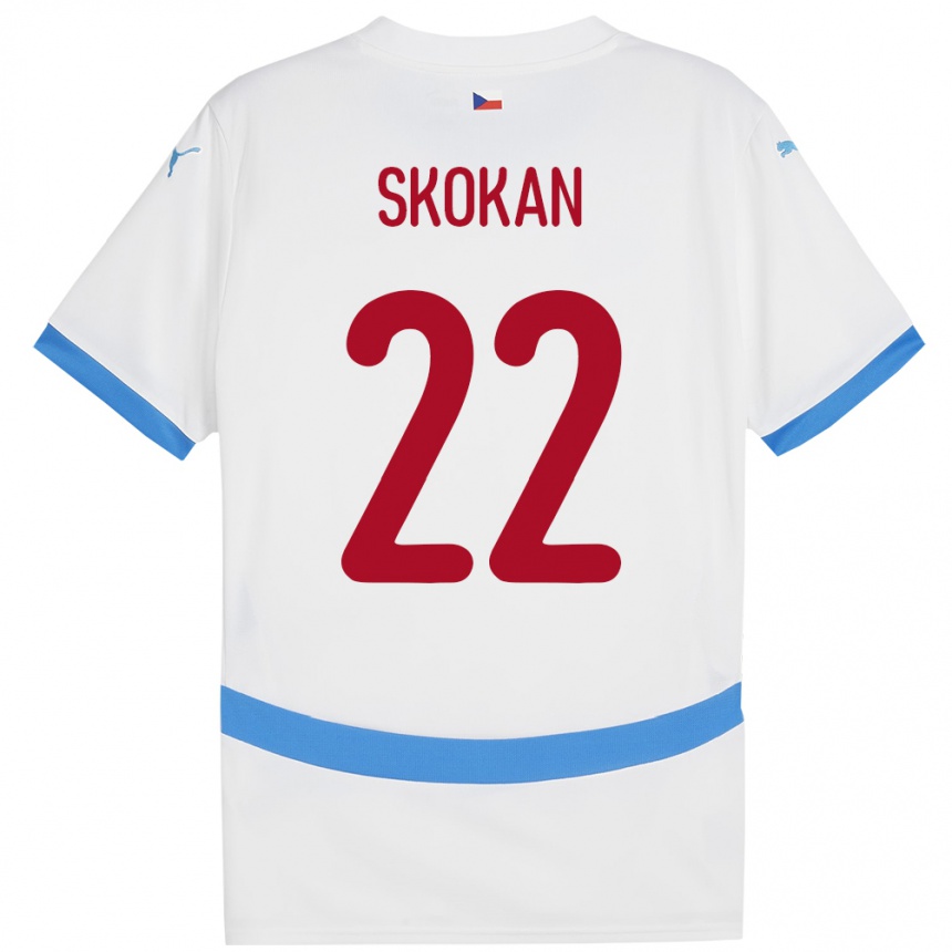 Herren Fußball Tschechien Vitek Skokan #22 Weiß Auswärtstrikot Trikot 24-26 T-Shirt Luxemburg