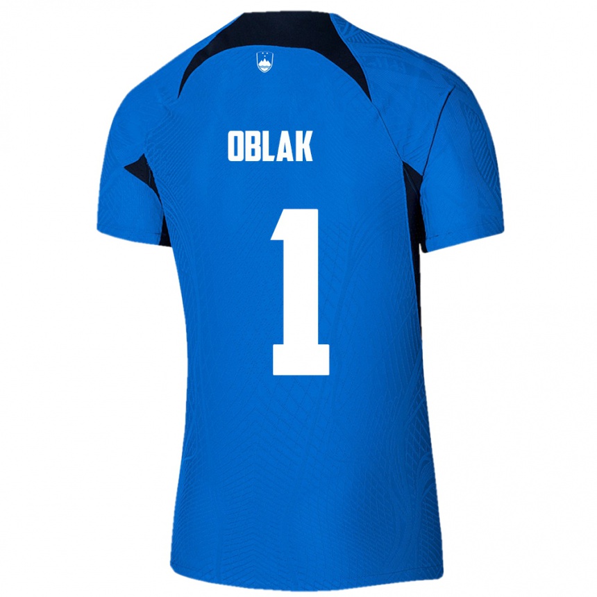 Herren Fußball Slowenien Jan Oblak #1 Blau Auswärtstrikot Trikot 24-26 T-Shirt Luxemburg