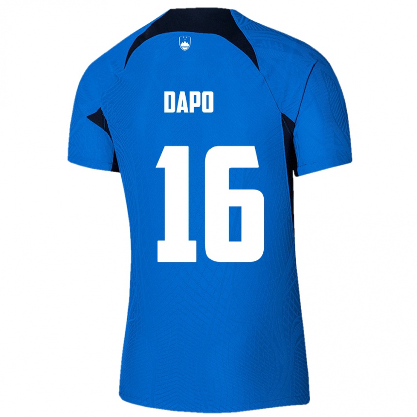 Herren Fußball Slowenien Jan Dapo #16 Blau Auswärtstrikot Trikot 24-26 T-Shirt Luxemburg