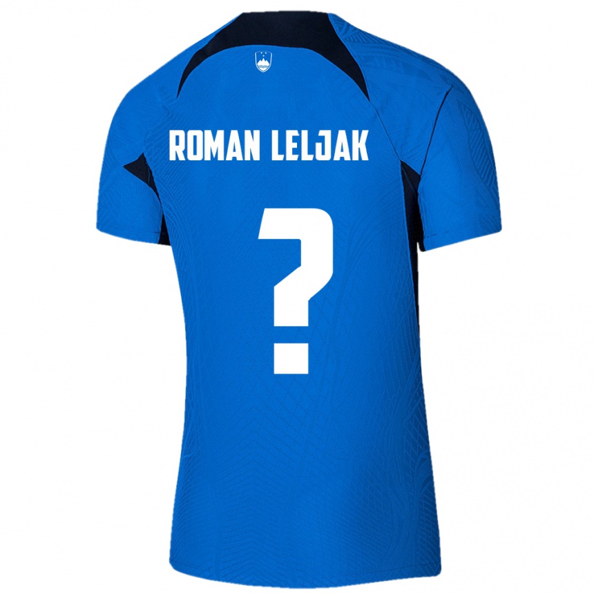 Herren Fußball Slowenien Nejc Roman Leljak #0 Blau Auswärtstrikot Trikot 24-26 T-Shirt Luxemburg