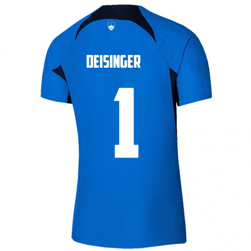 Herren Fußball Slowenien Nik Deisinger #1 Blau Auswärtstrikot Trikot 24-26 T-Shirt Luxemburg