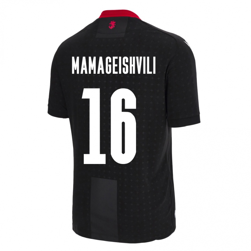 Herren Fußball Georgien Gizo Mamageishvili #16 Schwarz Auswärtstrikot Trikot 24-26 T-Shirt Luxemburg