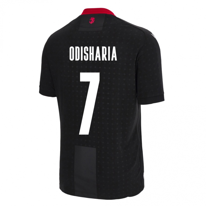 Herren Fußball Georgien Lasha Odisharia #7 Schwarz Auswärtstrikot Trikot 24-26 T-Shirt Luxemburg