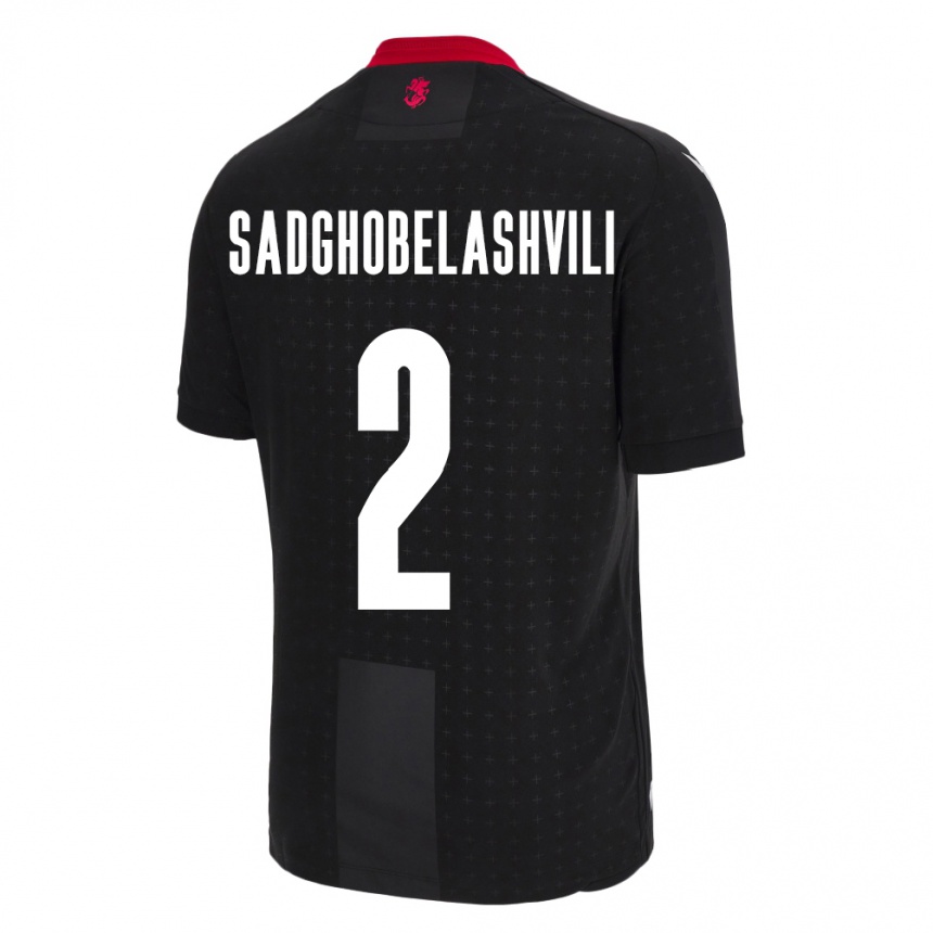 Herren Fußball Georgien Gela Sadghobelashvili #2 Schwarz Auswärtstrikot Trikot 24-26 T-Shirt Luxemburg