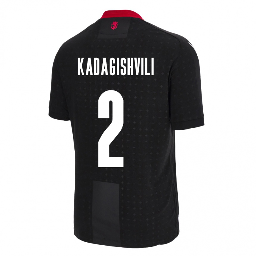 Herren Fußball Georgien Gvantsa Kadagishvili #2 Schwarz Auswärtstrikot Trikot 24-26 T-Shirt Luxemburg