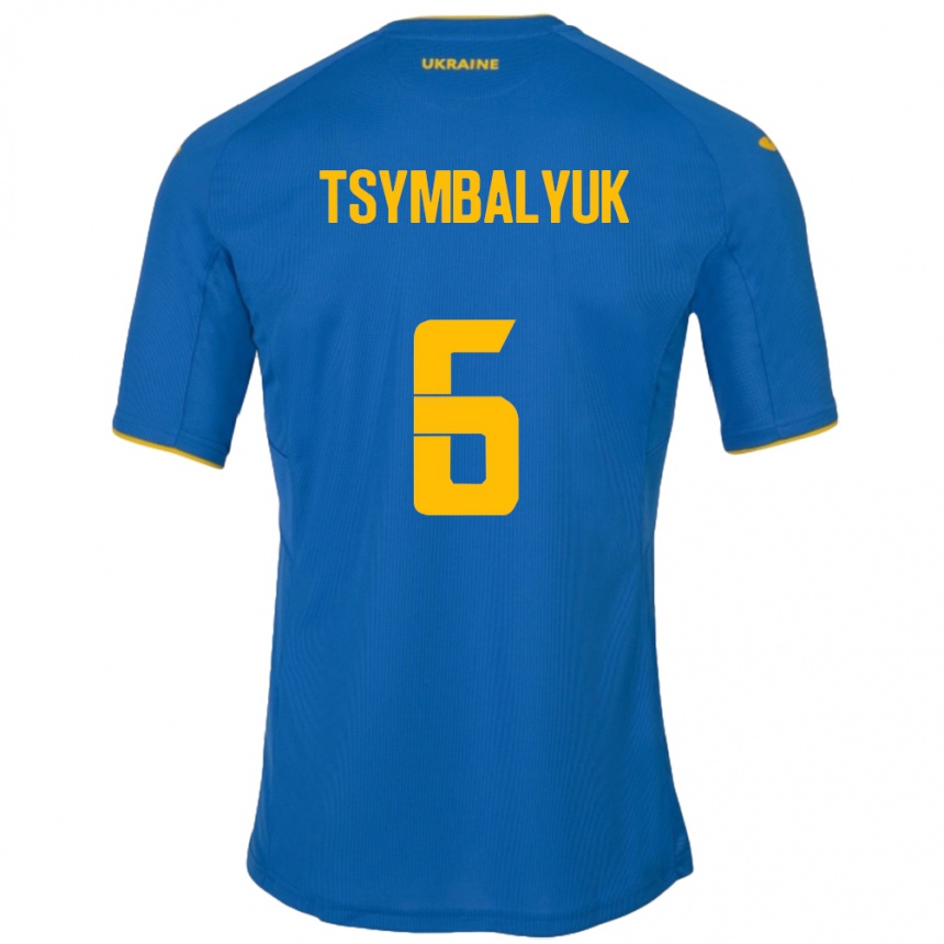 Herren Fußball Ukraine Maksym Tsymbalyuk #6 Blau Auswärtstrikot Trikot 24-26 T-Shirt Luxemburg