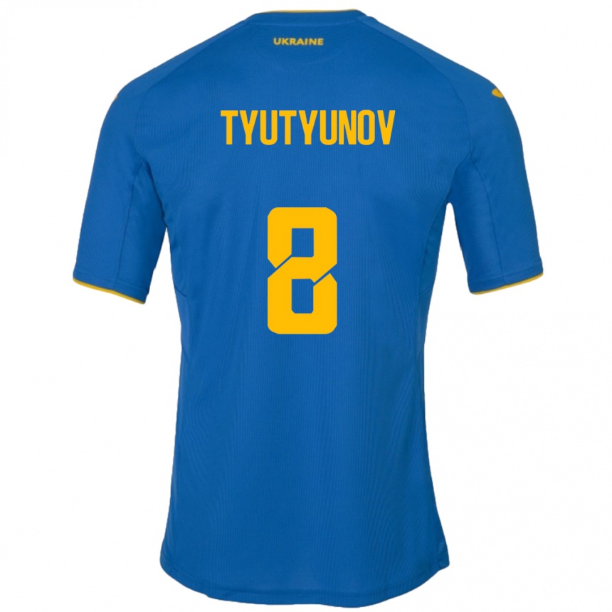 Herren Fußball Ukraine Vladyslav Tyutyunov #8 Blau Auswärtstrikot Trikot 24-26 T-Shirt Luxemburg