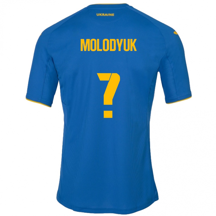 Herren Fußball Ukraine Yelyzaveta Molodyuk #0 Blau Auswärtstrikot Trikot 24-26 T-Shirt Luxemburg
