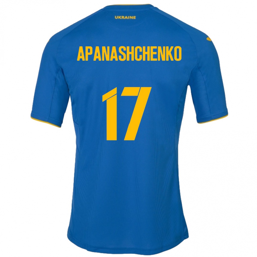 Herren Fußball Ukraine Daryna Apanashchenko #17 Blau Auswärtstrikot Trikot 24-26 T-Shirt Luxemburg