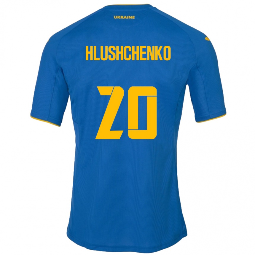 Herren Fußball Ukraine Inna Hlushchenko #20 Blau Auswärtstrikot Trikot 24-26 T-Shirt Luxemburg