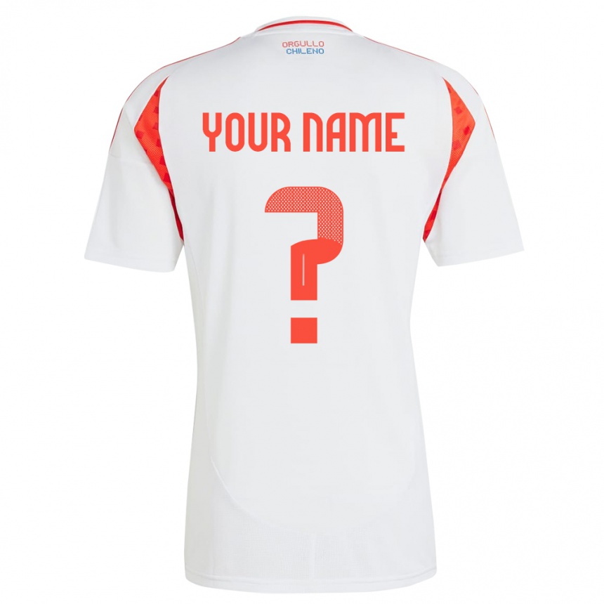 Herren Fußball Chile Ihren Namen #0 Weiß Auswärtstrikot Trikot 24-26 T-Shirt Luxemburg