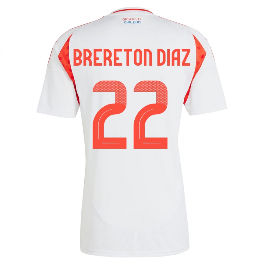 Herren Fußball Chile Ben Brereton Díaz #22 Weiß Auswärtstrikot Trikot 24-26 T-Shirt Luxemburg