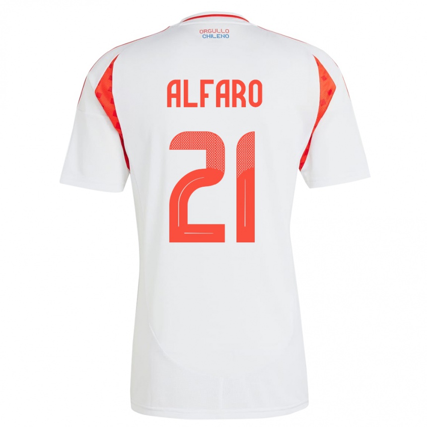 Herren Fußball Chile Julián Alfaro #21 Weiß Auswärtstrikot Trikot 24-26 T-Shirt Luxemburg