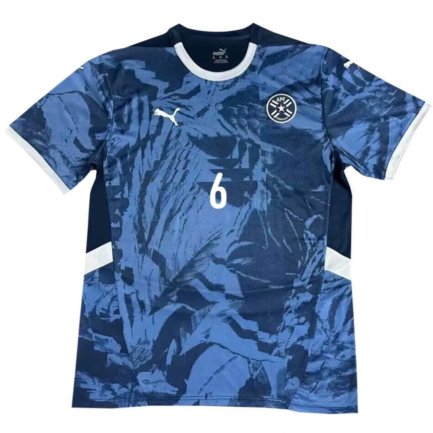 Herren Fußball Paraguay Sebastián Quintana #6 Blau Auswärtstrikot Trikot 24-26 T-Shirt Luxemburg