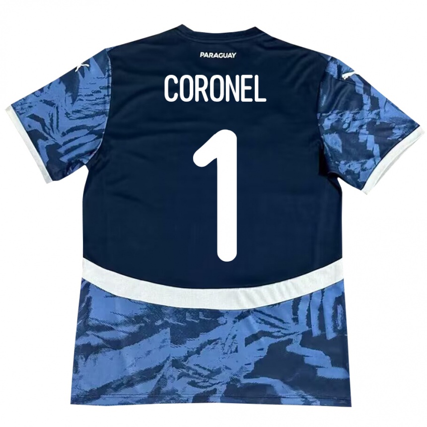 Herren Fußball Paraguay Carlos Coronel #1 Blau Auswärtstrikot Trikot 24-26 T-Shirt Luxemburg