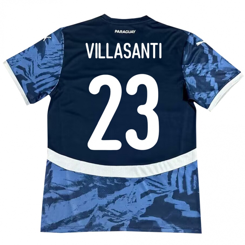 Herren Fußball Paraguay Mathías Villasanti #23 Blau Auswärtstrikot Trikot 24-26 T-Shirt Luxemburg