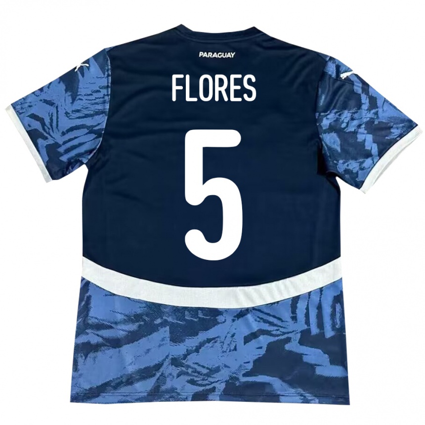 Herren Fußball Paraguay Gilberto Flores #5 Blau Auswärtstrikot Trikot 24-26 T-Shirt Luxemburg