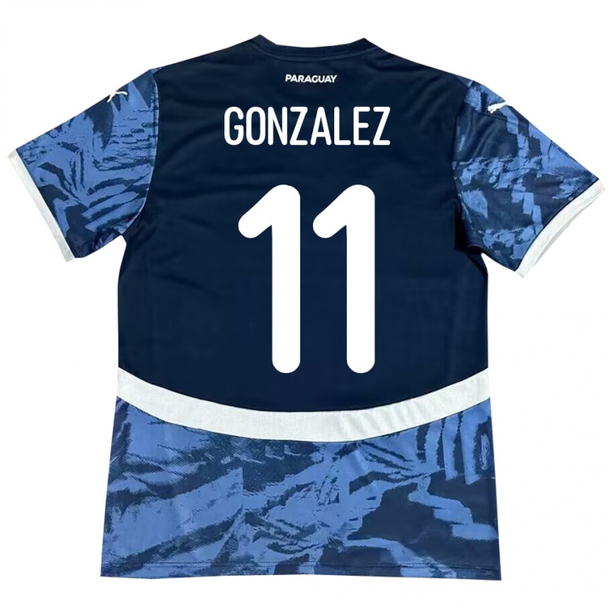 Herren Fußball Paraguay Enso González #11 Blau Auswärtstrikot Trikot 24-26 T-Shirt Luxemburg