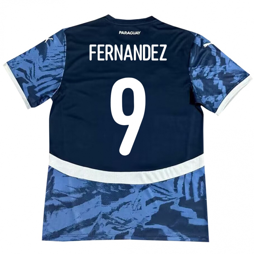 Herren Fußball Paraguay David Fernández #9 Blau Auswärtstrikot Trikot 24-26 T-Shirt Luxemburg