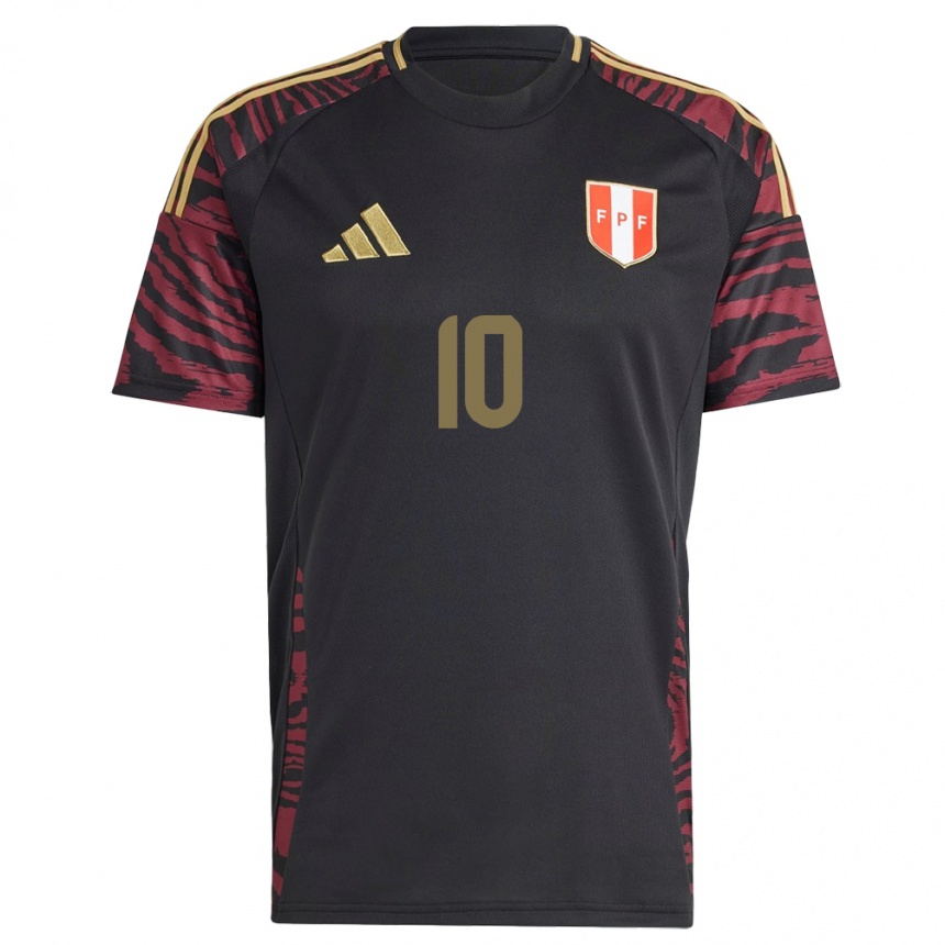 Herren Fußball Peru Adrián Ascues #10 Schwarz Auswärtstrikot Trikot 24-26 T-Shirt Luxemburg