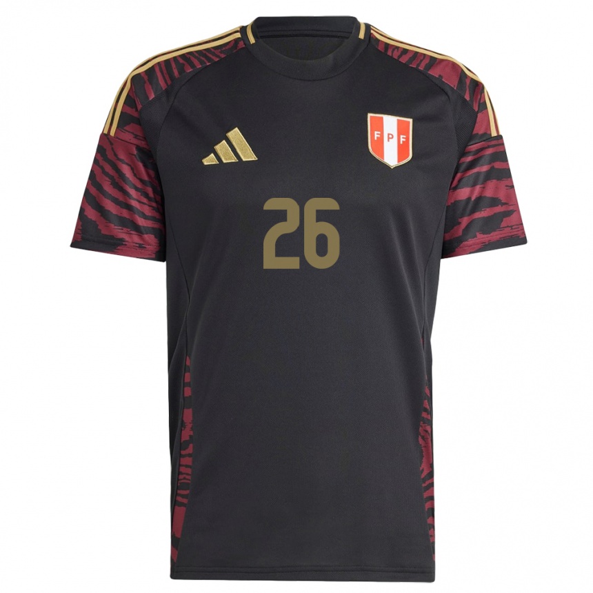 Herren Fußball Peru Franco Zanelatto #26 Schwarz Auswärtstrikot Trikot 24-26 T-Shirt Luxemburg