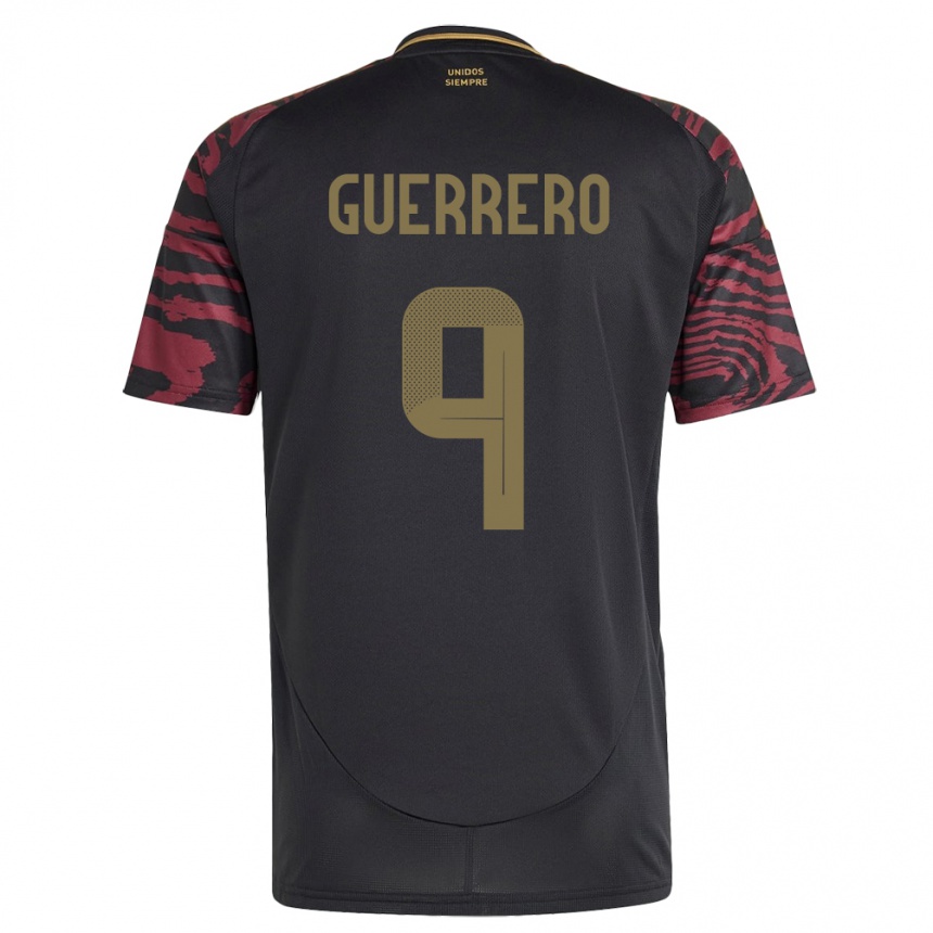 Herren Fußball Peru Paolo Guerrero #9 Schwarz Auswärtstrikot Trikot 24-26 T-Shirt Luxemburg