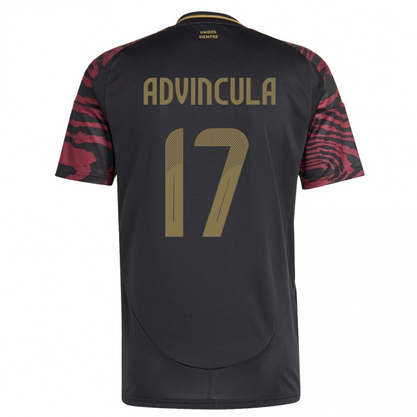 Herren Fußball Peru Luis Advíncula #17 Schwarz Auswärtstrikot Trikot 24-26 T-Shirt Luxemburg