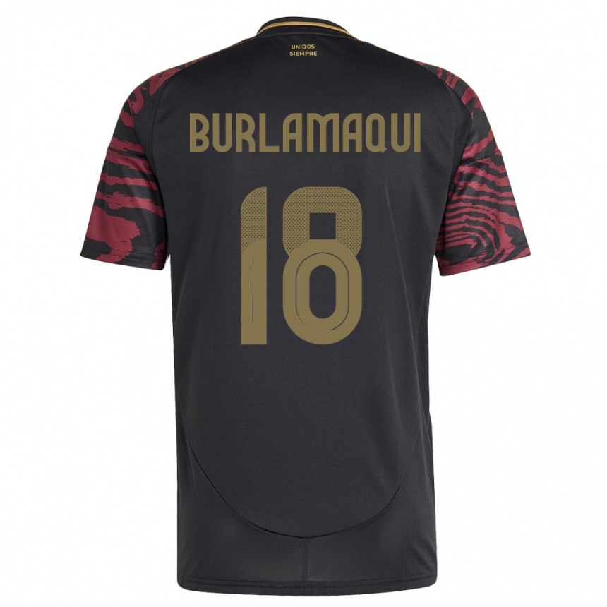 Herren Fußball Peru Alessandro Burlamaqui #18 Schwarz Auswärtstrikot Trikot 24-26 T-Shirt Luxemburg