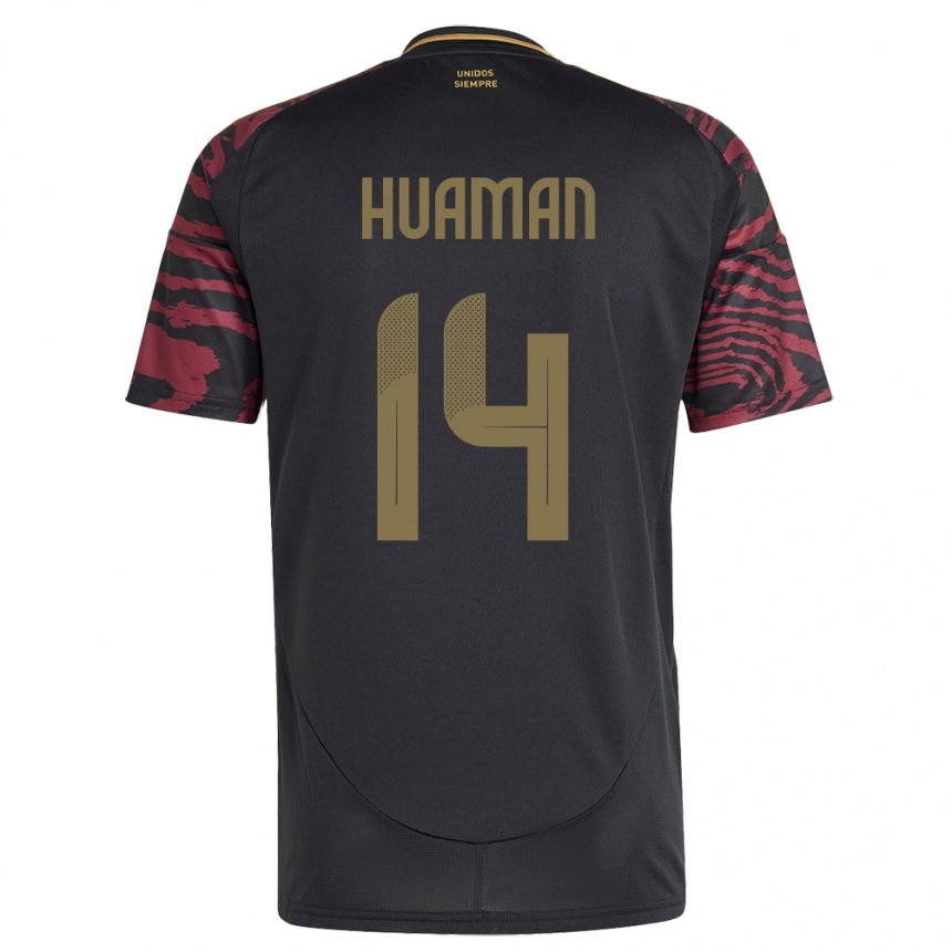 Herren Fußball Peru Marco Huamán #14 Schwarz Auswärtstrikot Trikot 24-26 T-Shirt Luxemburg