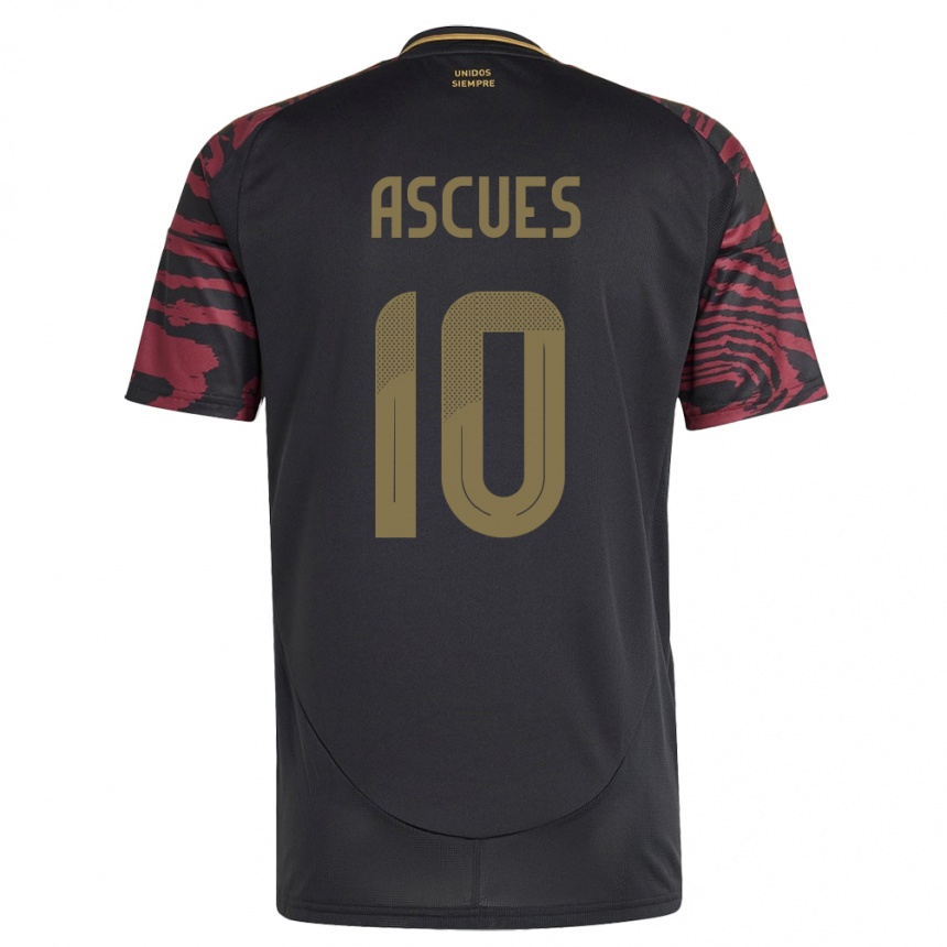 Herren Fußball Peru Adrián Ascues #10 Schwarz Auswärtstrikot Trikot 24-26 T-Shirt Luxemburg