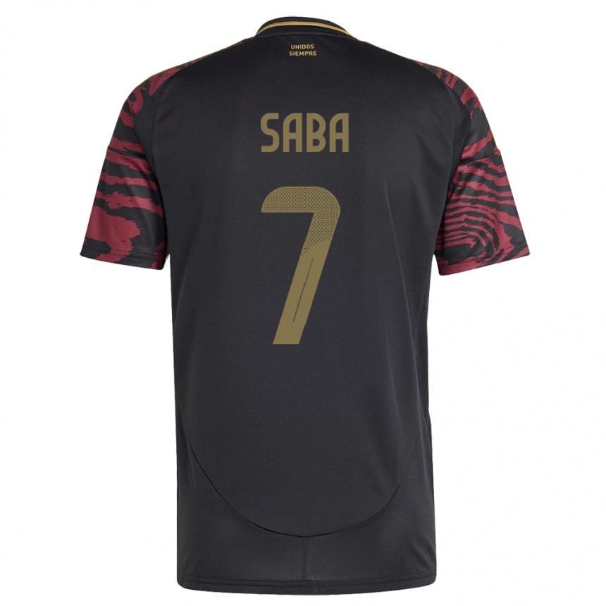 Herren Fußball Peru Emilio Saba #7 Schwarz Auswärtstrikot Trikot 24-26 T-Shirt Luxemburg